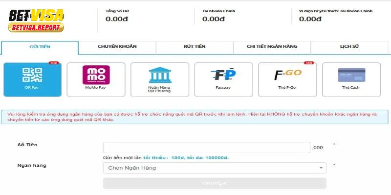 Nạp tiền vào tài khoản đơn giản để tham gia nổ hũ